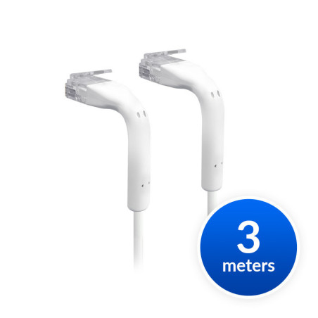 Ubiquiti UniFi Patch Cable 3m White - Both End Bendable to 90 Degree - RJ45 Ethernet Cable - Cat6 - Ultra-Thin 3mm Diameter U-Ca