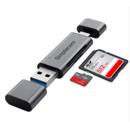 Simplecom CR402 USB-C & USB-A SD/MicroSD Card Reader 
