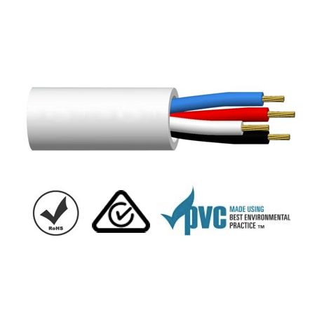 4 Core 14/0.20 Multi-Conductor PVC Security Cable | 300m White 