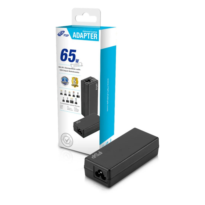 FSP FSP065-RBBN3 65W AC to DC Power Adapter with 9 Tips