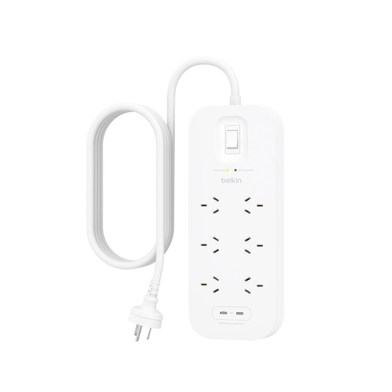 6-OUTLET SURGE PROTECTOR WITH DUAL USB-C