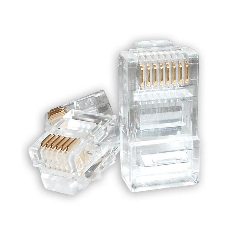Astrotek RJ45 Jack Connector Modular Plug Crimp 8P8C CAT5e LAN Network Ethernet Head 2 Prong Blade 3u' Transparent (20/pack)