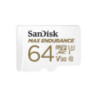 SanDisk Max Endurance 64GB microSD 100MB/s 40MB/s 20K hrs 4K UHD C10 U3 V30 -40Â°C to 85Â°C Heat Freeze Shock Temperature Water 