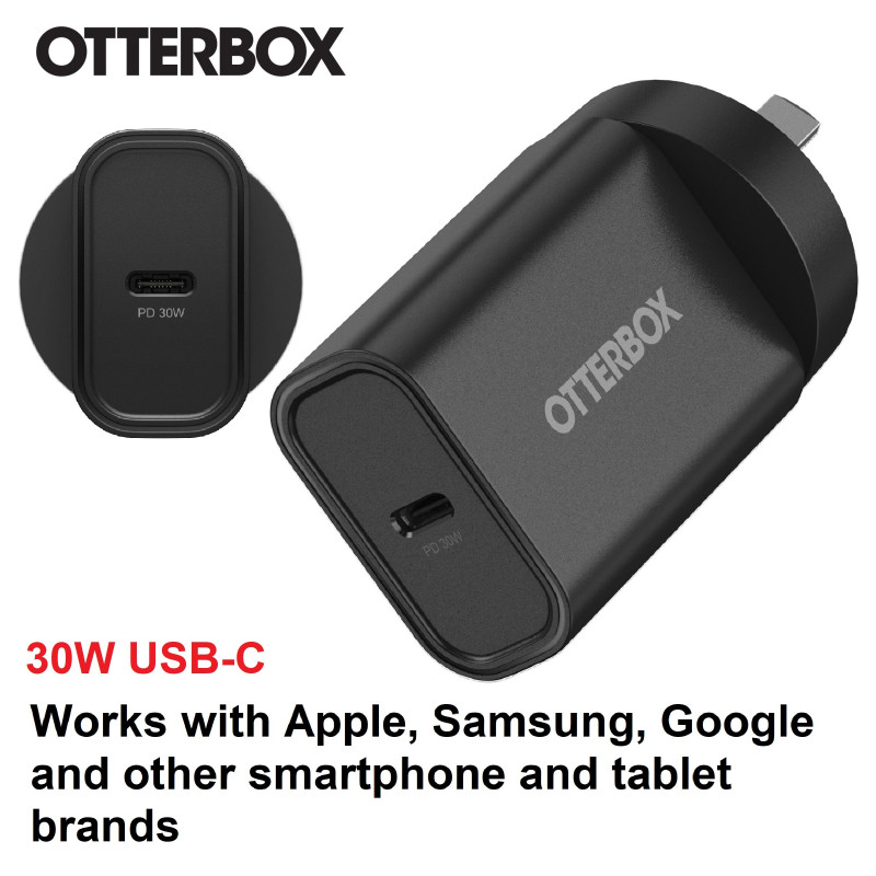 OtterBox 30W USB-C (Type I) PD Fast Wall Charger - Black (78-81351), Compact, Drop Tested,Safe & Smart Charging,Best for Apple, 
