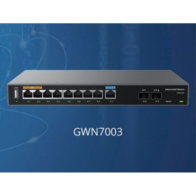 Grandstream GWN7003 Multi-WAN Gigabit VPN Router, Built-in Firewalls, 2x 2.5 Gigabit SFP Ports 9x Gigabit, 512MB RAM, 256MB Flas