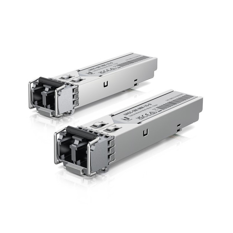 Ubiquiti UFiber SFP Multi-Mode Fiber Module, 2-Pack, 1.25 Gbps Throughput, 1.25 Gbps Throughput, Supports Connections Up to 550 