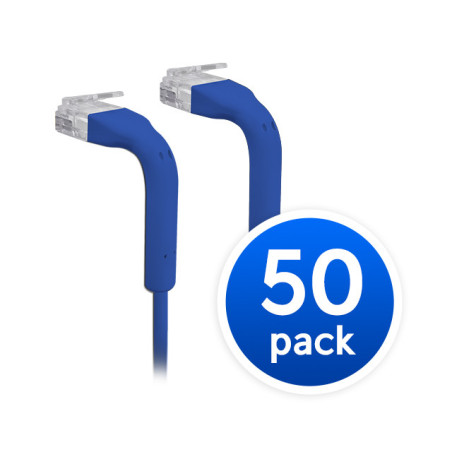 Ubiquiti UniFi Patch Cable, 50-Pack, Reduced Packaging (Low Plastic Waste), Length 0.1m, BLUE, Both End Bendable to 90 Degree, R