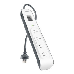 Belkin 4-Outlet Surge Protection Strip with 2M Power Cord  - Universally compatible - Grey
