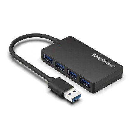 Simplecom CH352 USB-A to 4xPort SuperSpeed USB 3.2 Gen1, 5Gbps, plug & play, bus-powered, ABS, 76Ã41Ã11mm, 35g, 15cm cable, Wi