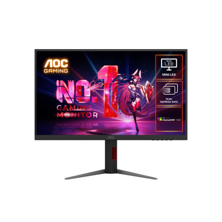 AOC 27' Mini-LED Gaming Monitor â 4K@160Hz / FHD@320Hz, 1ms GtG, 1152-zone Mini-LED, VESA mount, 1.07B colors, Delta E<2, HDMI