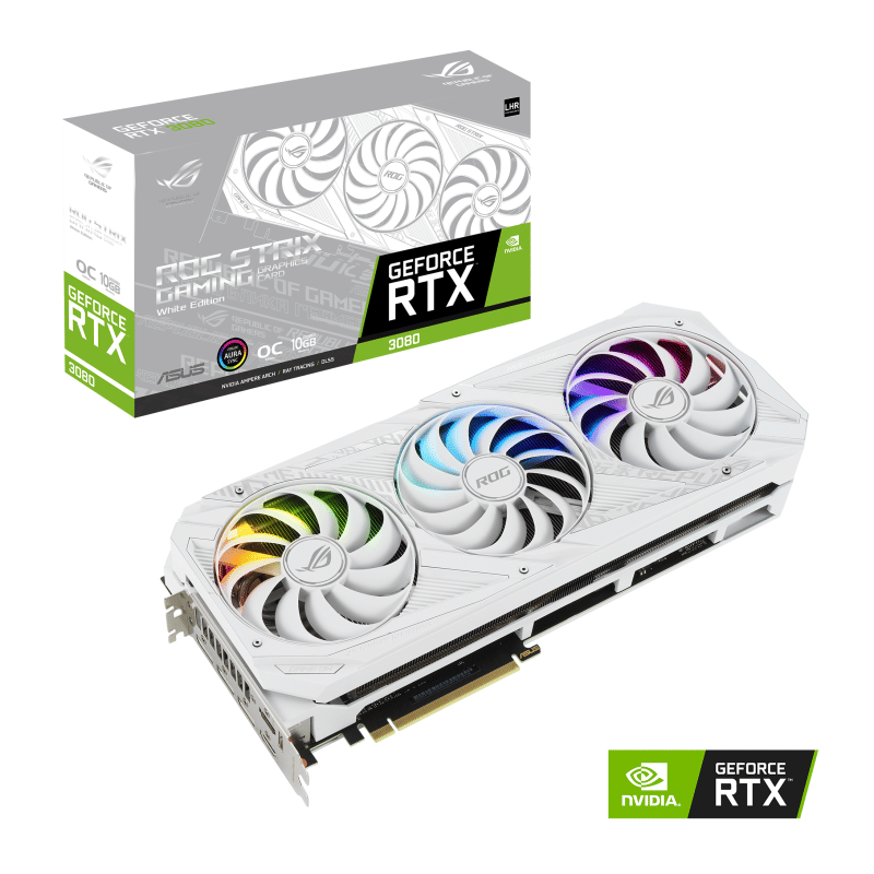 (Carton Damaged) ASUS ROG Strix GeForce RTX 3080 O10G V2 Graphics Card (LHR) - White