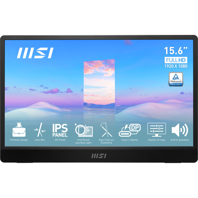 MSI PRO MP161 15.6" FHD IPS 60Hz USB-C Ultra-Slim Monitor - Black