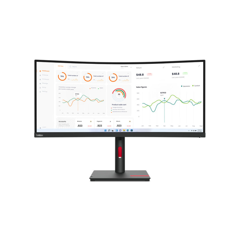 Lenovo ThinkVision T34w-30 34" WQHD Curved Monitor