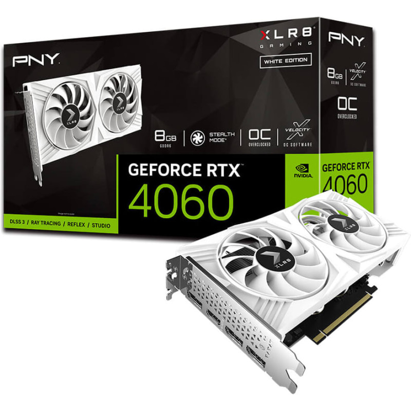 PNY GeForce RTX 4060 8GB OC XLR8 VERTO DF White Edition Graphic Card