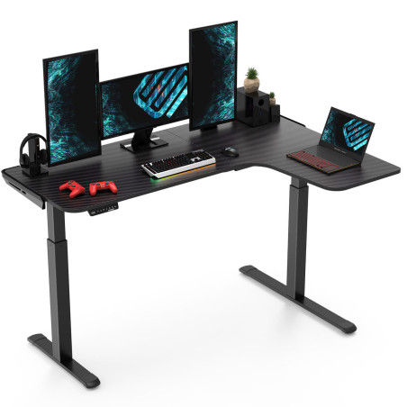 Eureka 60" L Shaped Right Side Electric Desk - Rustic Brown
