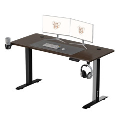Fantech Office Desk Height Adjustable Motoriesd Electirc Stand Gaming Table - Walnut/Black