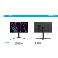 Acer X27U 27" WQHD OLED 0.03ms 240Hz FreeSync Height Adjustable Monitor