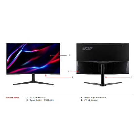 Acer XZ322QUV3 31.5" QHD 1ms 180Hz Height Adjustable Monitor