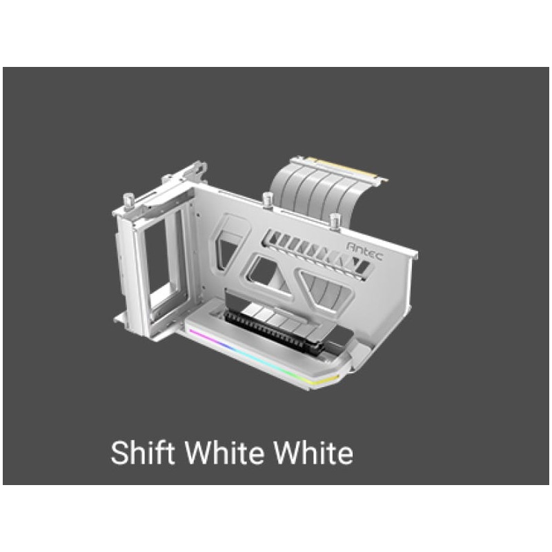 Antec Adjustable Vertical GPU Bracket/PCIE 4.0 Riser Cable - White
