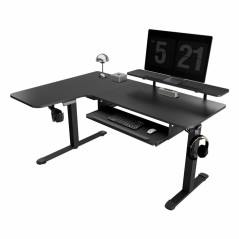 Eureka 60" L Shaped Electric Standing Desk Black Pro Left