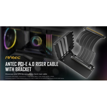 Antec Adjustable Vertical Bracket With 200mm Riser Cable - Black