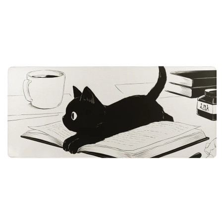 YUNZII Keynovo Desk Mat 900x400x3mm Mousepad - Book Cat