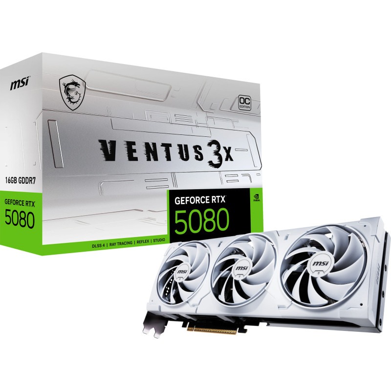 MSI GeForce RTX 5080 16GB VENTUS 3X OC White Graphics Card