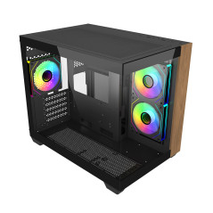 CoolerMaster Elite 481 TG & Wood Mini Tower mATX Case - Black