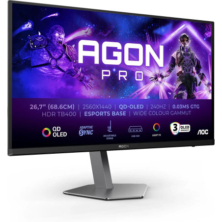 (Refurbished) AOC AG276QZD2 27" QHD OLED 0.03ms 240Hz Height Adjustable Monitor