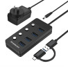 Simplecom USB-A and USB-C to 4-Port USB 3.0 Hub