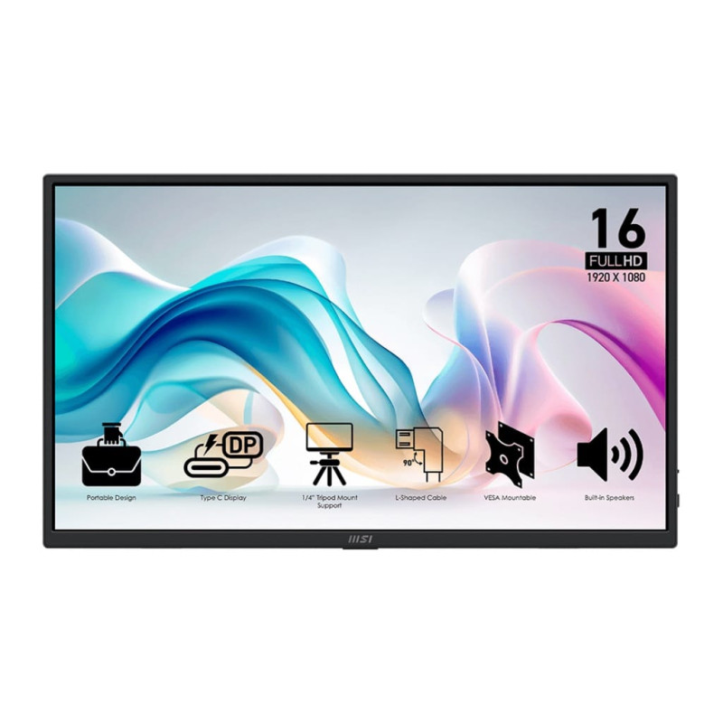 MSI Pro MP165 E6 15.6" FHD IPS Portable USB-C Monitor