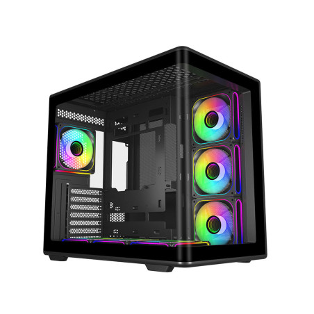 Cooler Master Elite 600 ATX Curved Tempered Glass ARGB Fans Computer Case - Black