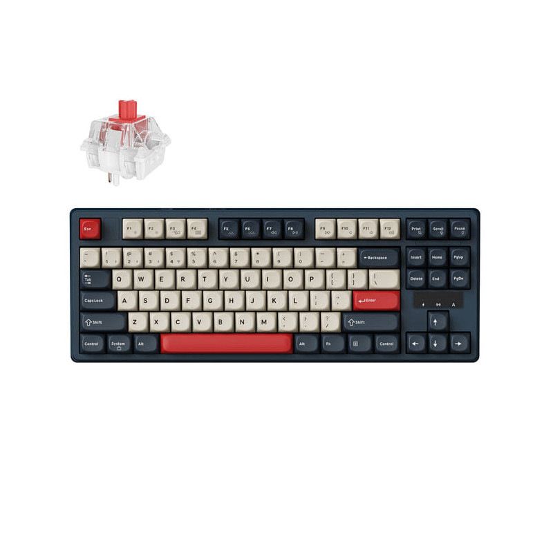 Keychron J4 QMK Wireless Mechanical Keyboard - Dark Blue Red Switch