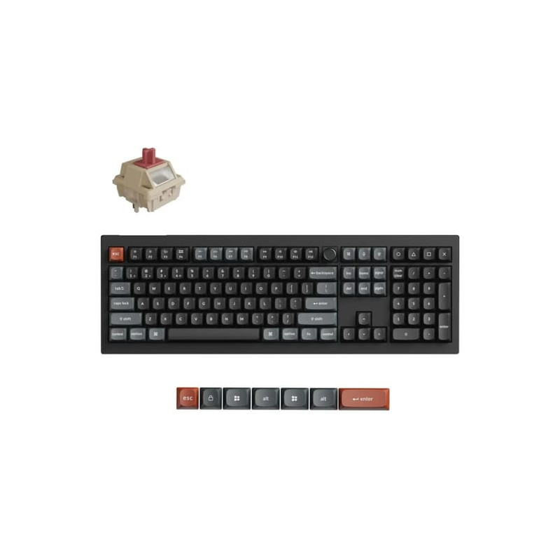 (Ex-Demo) Keychron V6 Ultra 8K Wireless Custom Mechanical Fully Assembled Knob Black Keyboard - Silk POM Red Switch