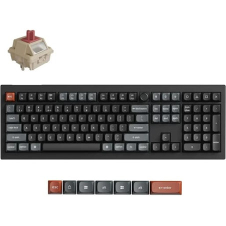 (Ex-Demo) Keychron V6 Ultra 8K Wireless Custom Mechanical Fully Assembled Knob Black Keyboard - Silk POM Red Switch