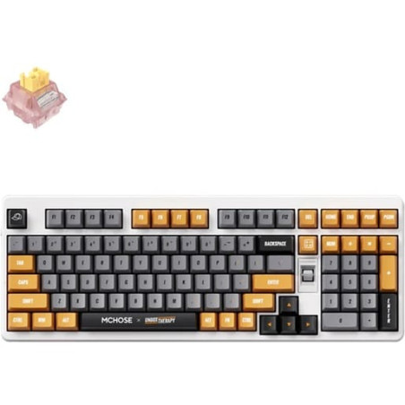 (Ex-Demo) MCHOSE x Unbox Therapy UT98 Mechanical Wireless Silent Keyboard Retro Therapy Silent Peach V3 Switch