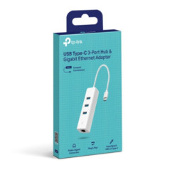 TP-LINK USB-C HUB & GIGABIT ETHERNET ADAPTER, 3-PORT, 1YR