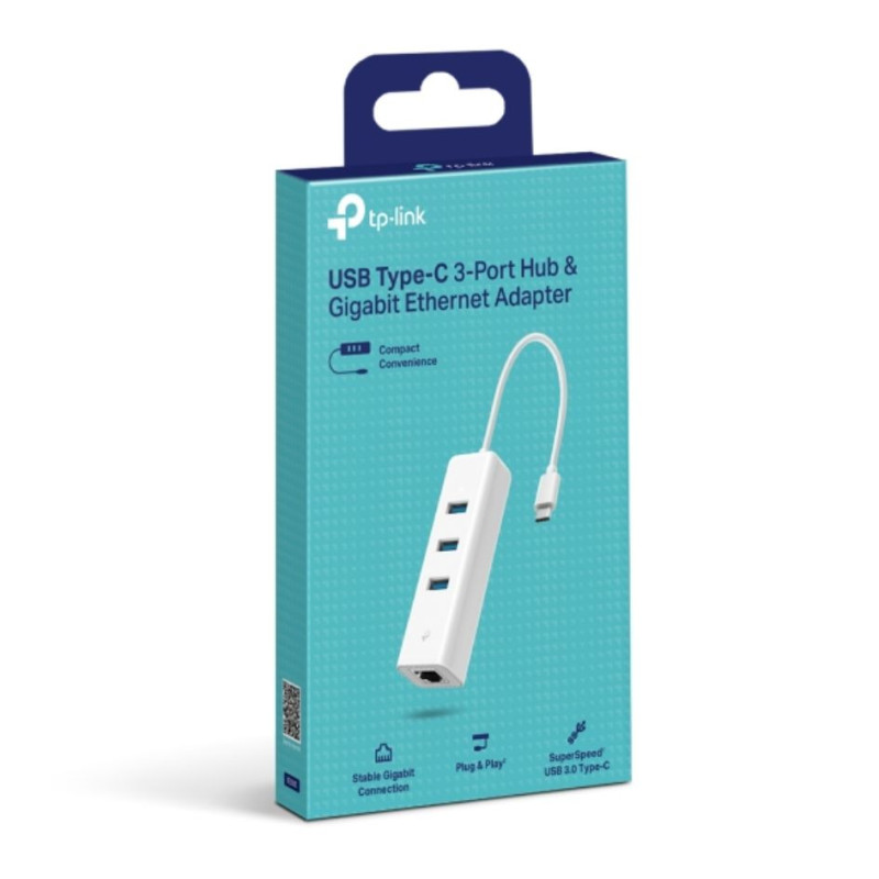 TP-LINK USB-C HUB & GIGABIT ETHERNET ADAPTER, 3-PORT, 1YR