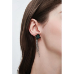 Handcraft Diamond-shaped with tassels earrings