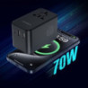 CHOETECH PD5022 70W EU/US/AUS/UK Travel Adapter with Built-in USB-C Cable - Black