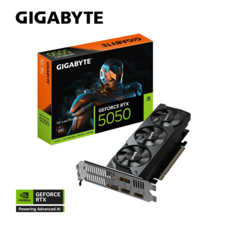 (LS) Gigabyte GeForce RTXâ¢ 5050 OC Low Profile 8G, 20 Gbps, GDDR6, 128 bit, PCI-E 5.0, DirectX 12 API, PSU 550W, 8 Pin*1, HDMI