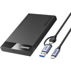 BENFEI 000385BK 2.5 Inch SATA to USB-A + USB-C Tool Free External Hard Drive Enclosure (6Gbps, Optimized for SSD, Support UASP S