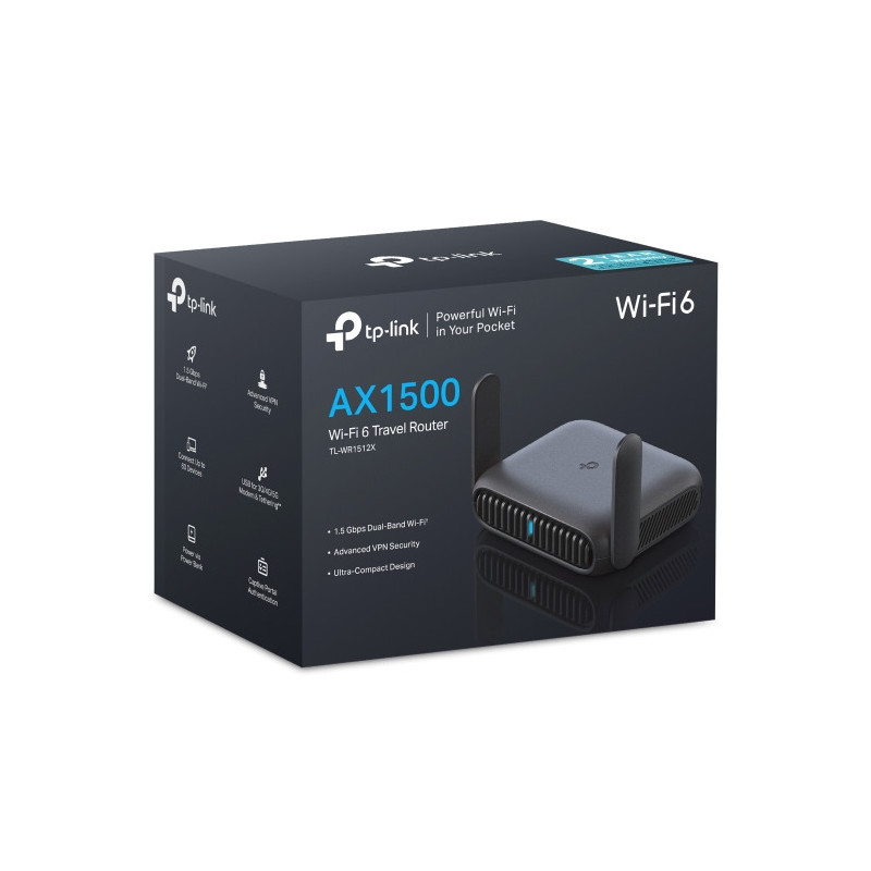 TP-LINK AX1500 WI-FI 6 DUAL-BAND TRAVEL ROUTER, GbE WAN(1), GbE LAN(1), USB PORT, 3YR