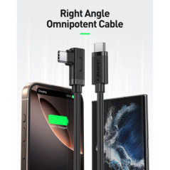 BENFEI 428BK-1M USB C to Right Angle USB C Cable , 90-dgree Angled USB 2.0 Type C Charger Cable, 3A Fast Charging & 480Mbps Data