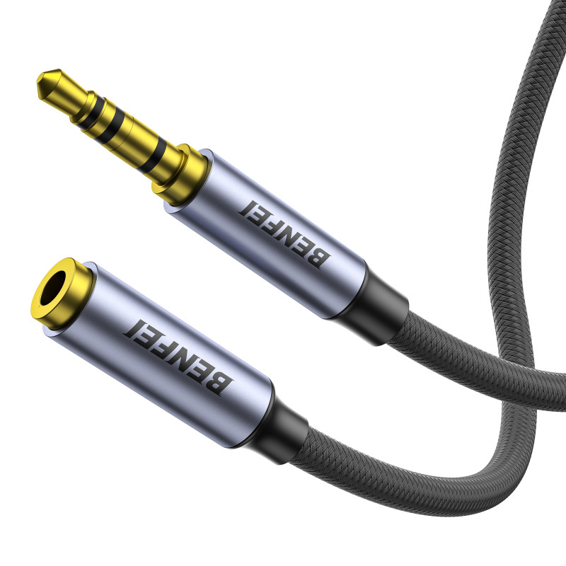 BENFEI 421GY 3M 3.5mm Male to Female AUX Extension Cable, TRRS 4-Pole Stereo Audio Jack Cord for Headphones, Microphone, Smartph