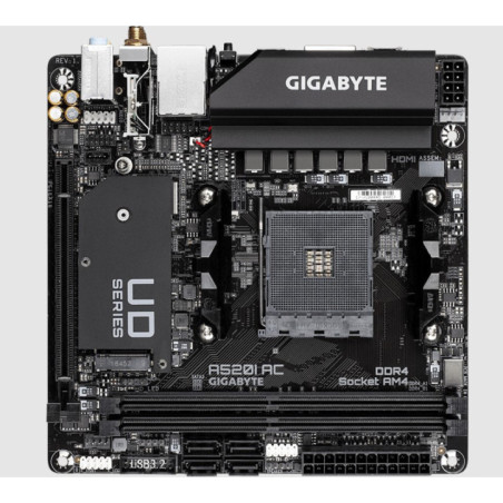 Gigabyte A520I AC AMD A520 Mini-ITX Ultra Durable Motherboard with Direct 6 Phases Digital VRM, Onboard Intel 802.11ac WIFI, PCI