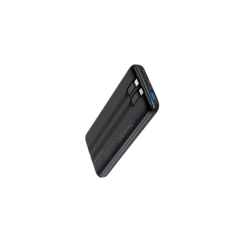 CHOETECH B654 10000mAh Pwer Bank 22.5W USB-A / USB-C / micro USB with built-in USB-C / Lightning cable - black