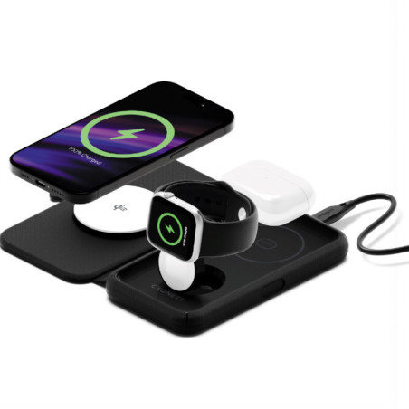 Cygnett MagTravel Qi2.0 2-in-1 Wireless Charger - Black (CY5138WIRDE), 1.2M USB-C Cable,15W, Compact and lightweight, 2 Years Wa