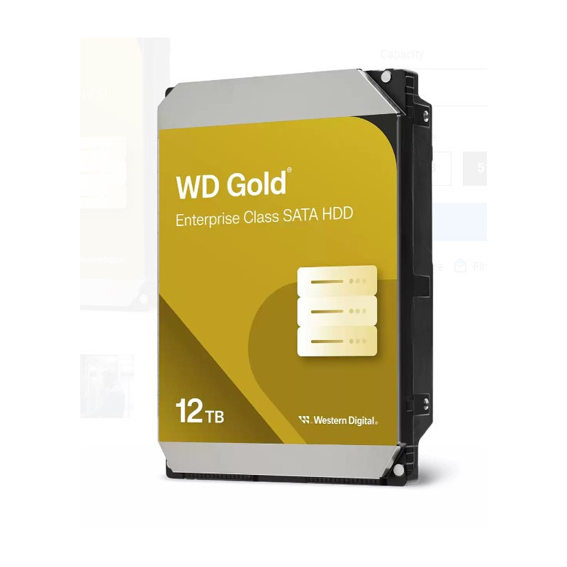 Western Digital Gold 12TB 3.5' Enterprise Class SATA 6 Gb/s HDD 7200 RPM Cache Size 256MB 5-Year Limited Warranty