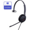 Yealink UH37 Microsoft Teams Certified USB Wired Headset, Mono, USB-A 2.0, 35mm Speaker, Busylight, Leather Ear Cushion, HD Audi